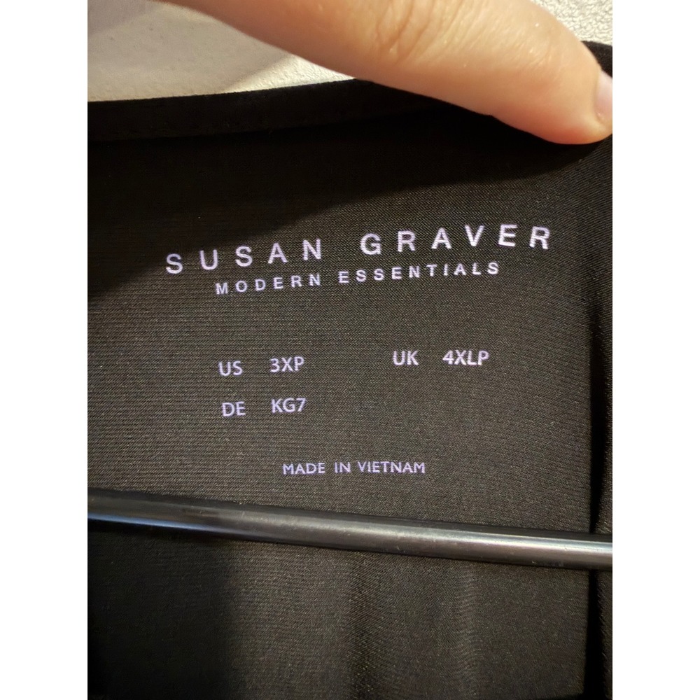 Susan Graver Modern Essentials Black Liquid Knit Tunic Top 3XP 3X Petite 3/4 - Picture 2 of 7